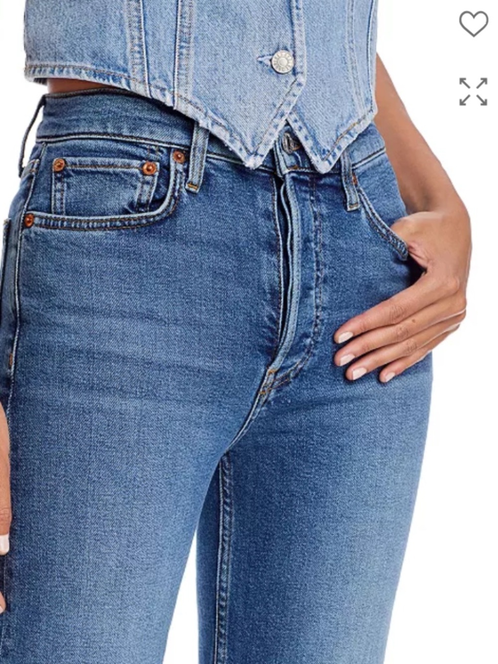 RE/DONE 70's Stove Pipe High Rise straight leg jeans, 24, GD1246 - Picture 2 of 8